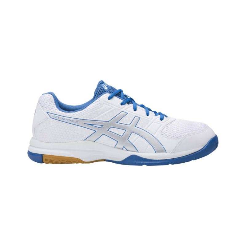 asics gel-rocket 8 mens indoor court shoe - white/blue